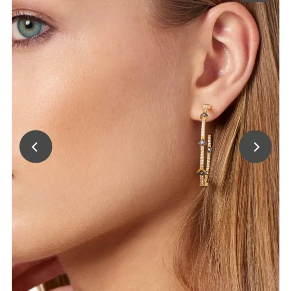 Freida Rothman pave arrow hoop earrings size medium - Picture 2 of 8